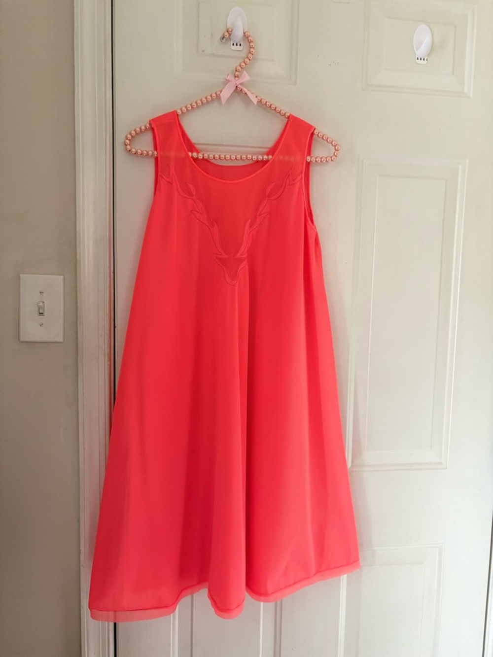 VTG 60’s Neon Orange Nylon Babydoll Nightgown Size M - Picture 2 of 10